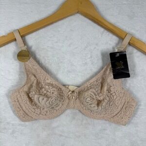 Wacoal Halo Lace Unlined Convertible Underwire Bra 32C Natural Nude 851205 NEW